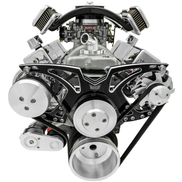 Big Block Chevy Style Track Serpentine System - AC & ALT - Black Onyx