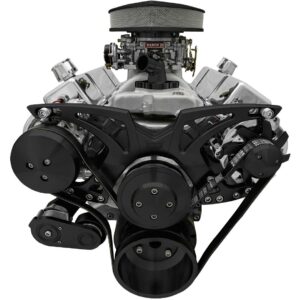 Big Block Chevy Style Track Serpentine System - AC & ALT - Black