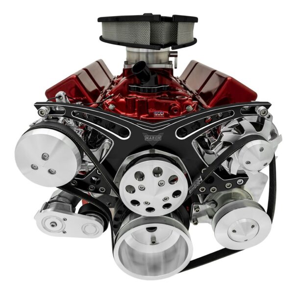 Big Block Chevy Revolver Serpentine System - AC & PS - Saginaw-Key - Black Onyx