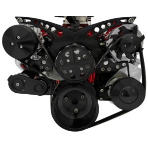 Big Block Chevy Revolver Serpentine System - AC & PS - Saginaw-Key - Black