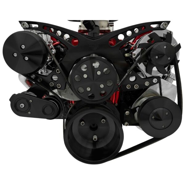 Big Block Chevy Revolver Serpentine System - AC & PS - Saginaw-Key - Black