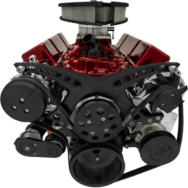 Big Block Chevy Revolver Serpentine System - AC & PS - Saginaw-Key - Black