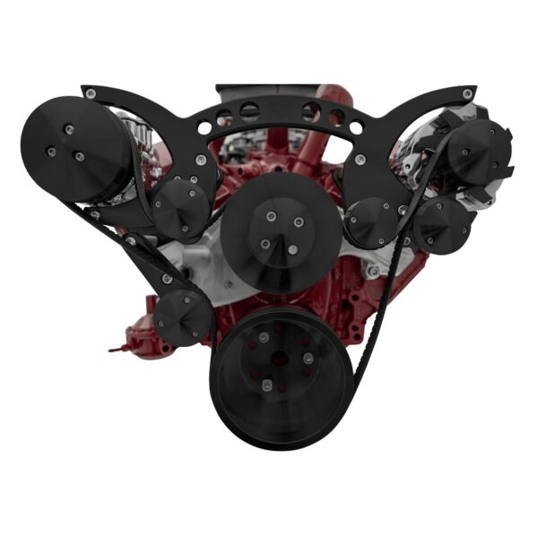 Chevy 348-409 Revolver Serpentine System - AC & ALT - Black