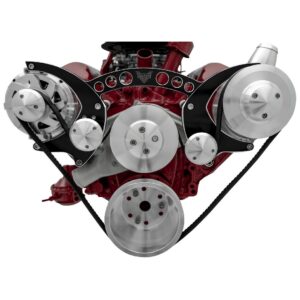 Chevy 348-409 Revolver Serpentine System - PS & ALT - Billet-Key - Black Onyx