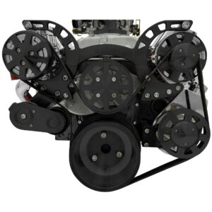 Small Block Black Clear Powder Coat Sport Track Serpentine Kit (AC/PS/ALT)