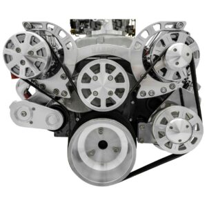 Small Block Chevy Clear Powder Coat Sport Track Serpentine Kit (AC/PS/ALT)