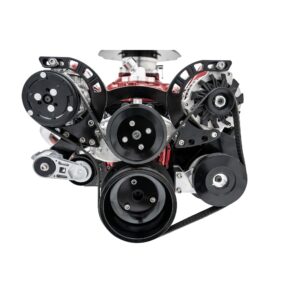 Big Block Chevy Sport Track Custom Serpentine - AC & PS - Saginaw-Key; Black