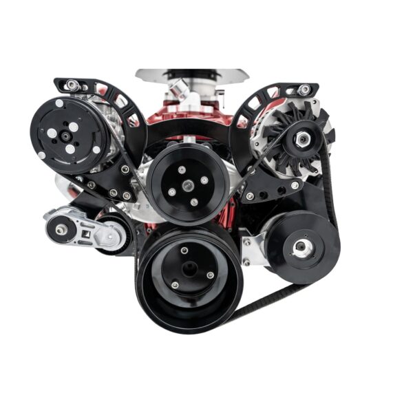 Big Block Chevy Sport Track Custom Serpentine - AC & PS - Saginaw-Key; Black