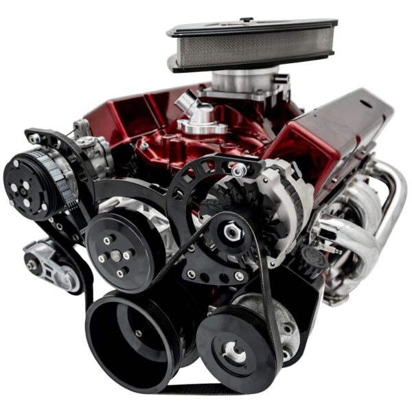 Big Block Chevy Sport Track Custom Serpentine - AC & PS - Saginaw-Key; Black