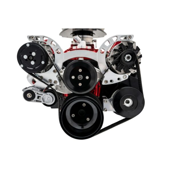 Big Block Chevy Sport Track Serpentine System - AC & PS - Saginaw-Key - Silver