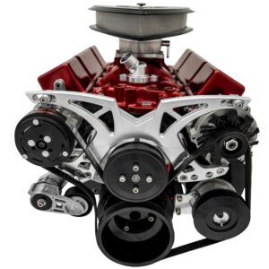 Small Block Chevy Style Track Custom Serpentine System - AC & PS - Saginaw-Key