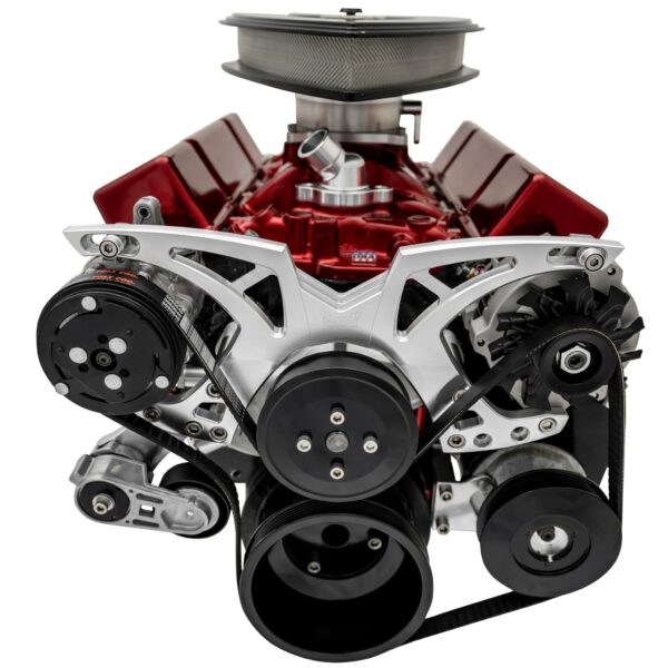 Small Block Chevy Style Track Custom Serpentine System - AC & PS - Saginaw-Key