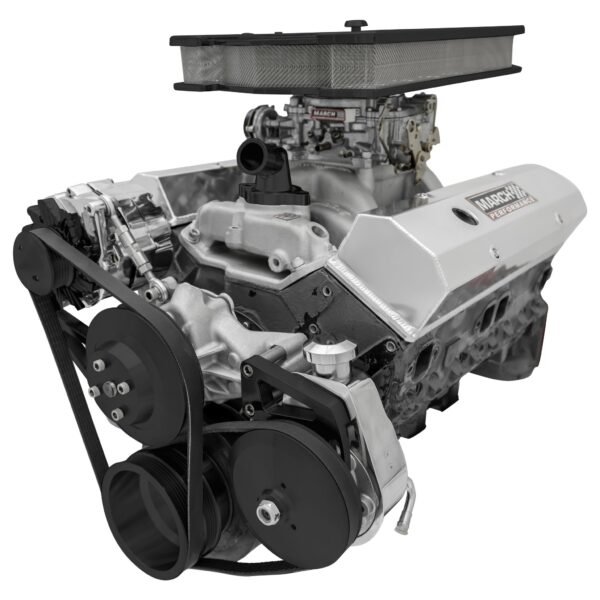 Small Block Chevy Serpentine Conversion; LWP - PS & ALT - Saginaw-Press - Black
