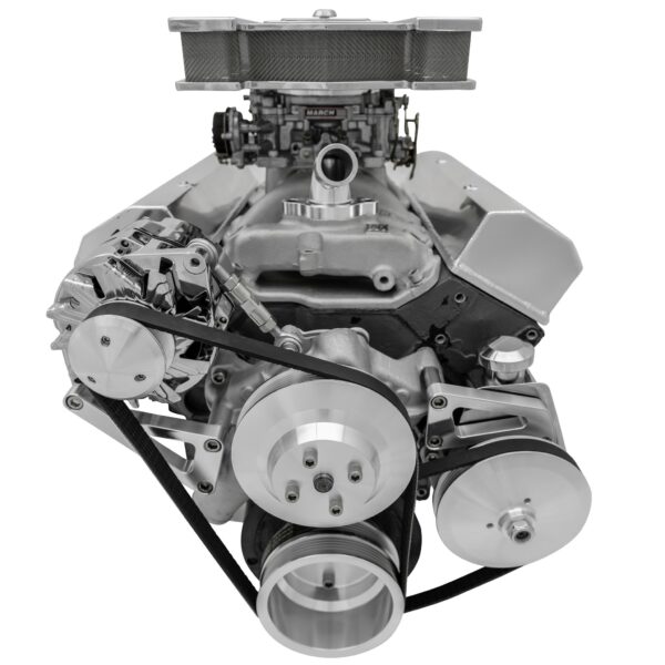 Small Block Chevy Serpentine Conversion; LWP - PS & ALT - Saginaw-Press - Silver