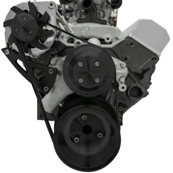 Small Block Chevy High Flow Serpentine Conversion Deluxe - ALT Only - Black