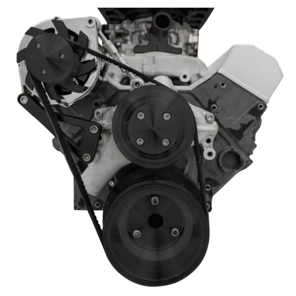 Small Block Chevy High Flow Serpentine Conversion Deluxe - ALT Only - Black