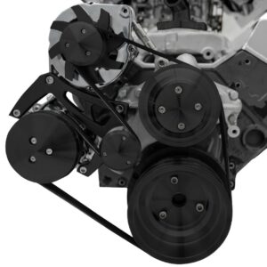Small Block Chevy High Flow Serpentine Conversion Ultra - AC & ALT - Black