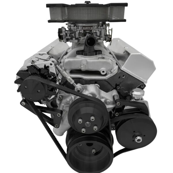 Small Block Chevy High Flow Serpentine Conversion; PS & ALT; Saginaw-Key; Black