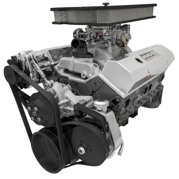 Small Block Chevy High Flow Serpentine Conversion; PS  ALT; Saginaw-Press; Black
