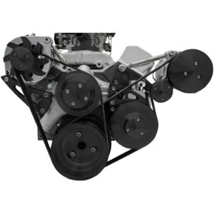 Small Block Chevy Serpentine Conversion Ultra - AC & PS; Saginaw-Key; 508; Black