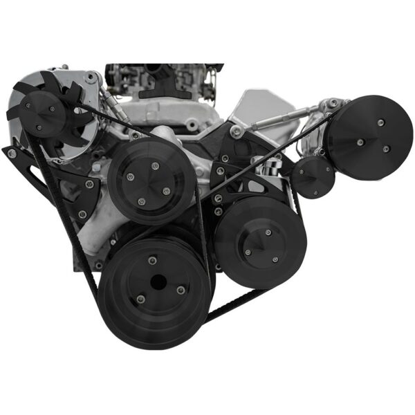Small Block Chevy Serpentine Conversion Ultra - AC & PS; Saginaw-Key; 508; Black