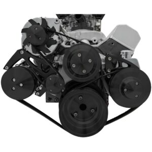 Small Block Chevy Serpentine Conversion- AC & PS - Saginaw-Press - 7176 - Black