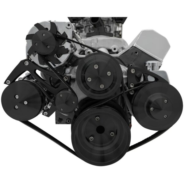 Small Block Chevy Serpentine Conversion- AC & PS - Saginaw-Press - 7176 - Black
