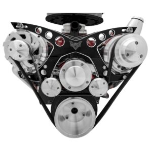 Big Block Chevy Revolver Serpentine System - PS & ALT - Billet-Key - Black Onyx