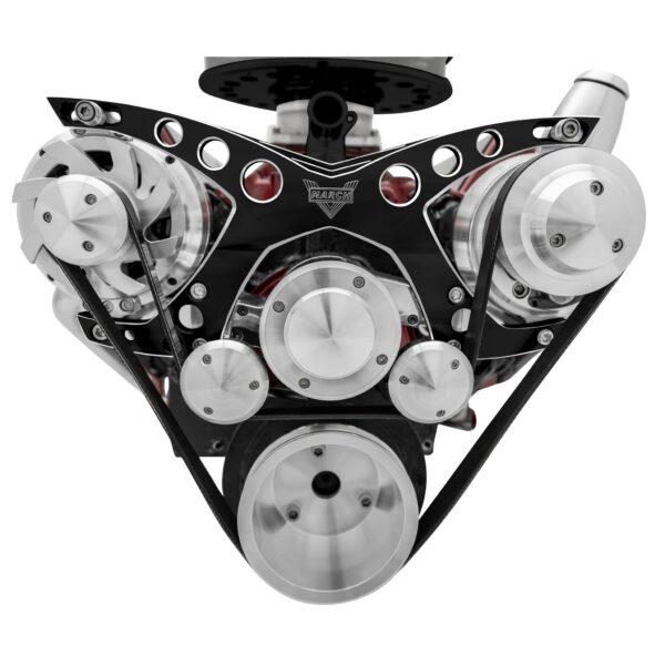 Big Block Chevy Revolver Serpentine System - PS & ALT - Billet-Key - Black Onyx