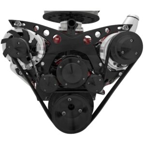 Big Block Chevy Serpentine System Revolver - EWP - PS & ALT - Billet; BLACK