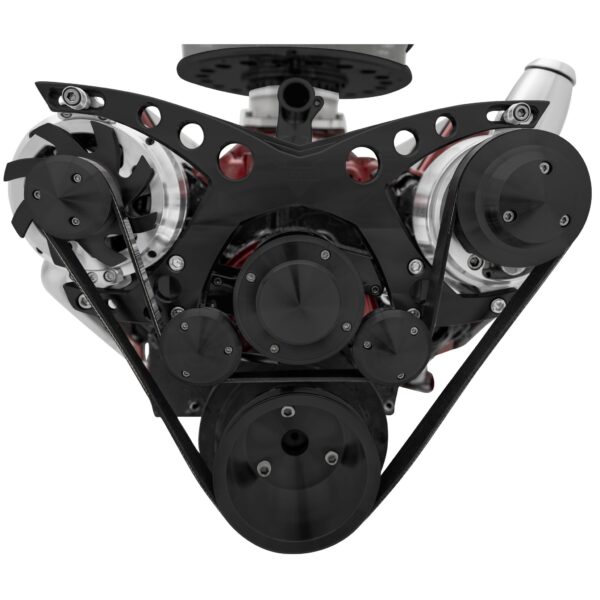 Big Block Chevy Serpentine System Revolver - EWP - PS & ALT - Billet; BLACK