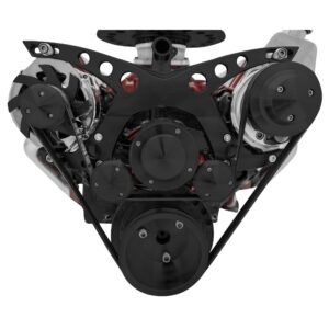 Big Block Chevy Revolver Serpentine System - PS & ALT - Saginaw-Key - Black