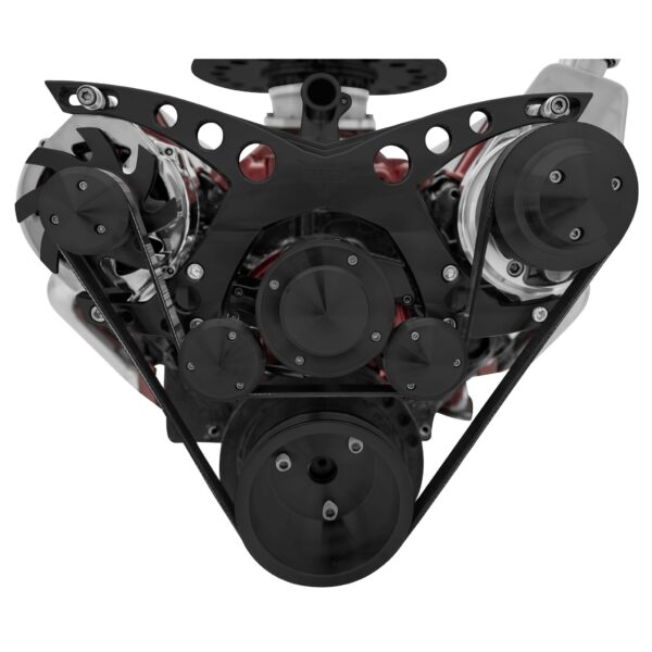 Big Block Chevy Revolver Serpentine System - PS & ALT - Saginaw-Key - Black