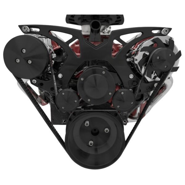 Big Block Chevy Style Track Serpentine System - EWP - PS & ALT - Black
