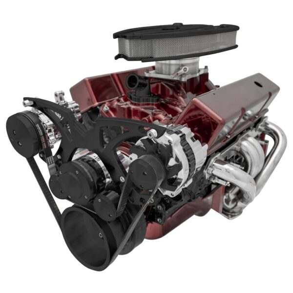 Big Block Chevy Style Track Serpentine System - EWP - PS & ALT - Black