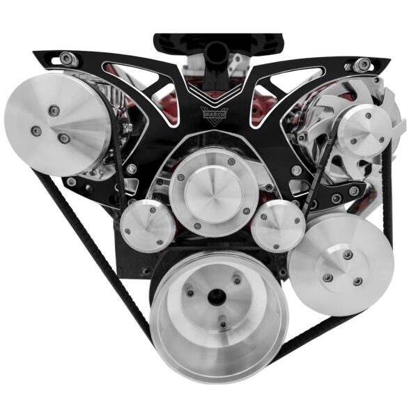 Big Block Chevy Style Track Serpentine System - EWP - AC & PS - Black Onyx