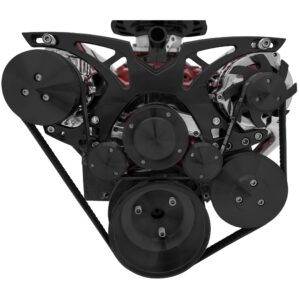 Big Block Chevy Style Track Serpentine System - EWP - AC & PS - Black
