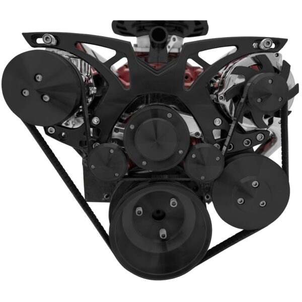 Big Block Chevy Style Track Serpentine System - EWP - AC & PS - Black