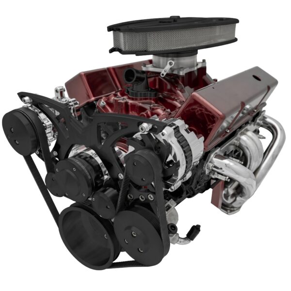 Big Block Chevy Style Track Serpentine System - EWP - AC & PS - Black