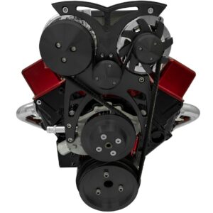 Small Block Chevy Style Track - Street Rod - AC & ALT - Black