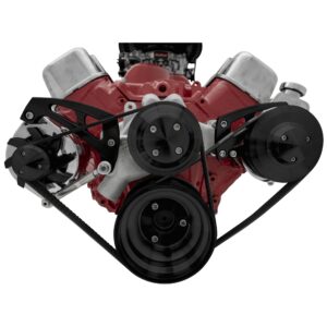 Big Block Chevy Mid-Mount Serpentine Conversion Kit; Black; PS & ALT