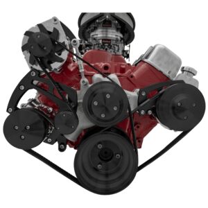 Big Block Chevy Serpentine Conversion Ultra; LWP; AC & PS; Saginaw-Key; Black