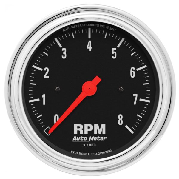3-3/8 in. IN-DASH TACHOMETER, 0-8,000 RPM, TRADITIONAL CHROME