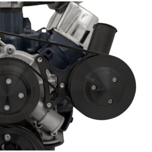 Small Block Ford Power Steering Bracket - Plastic Reservoir Pump - Black