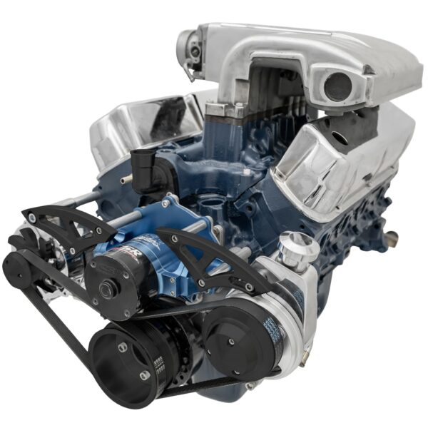 Small Block Ford Serpentine Conversion Ultra - 351W - EWP - PS & ALT - Black