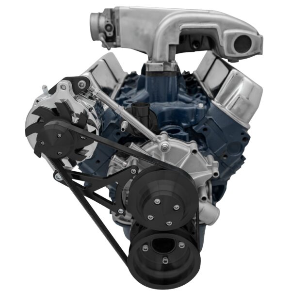 Small Block Ford High Flow Serpentine Conversion Deluxe; 351W; ALT Only; Black