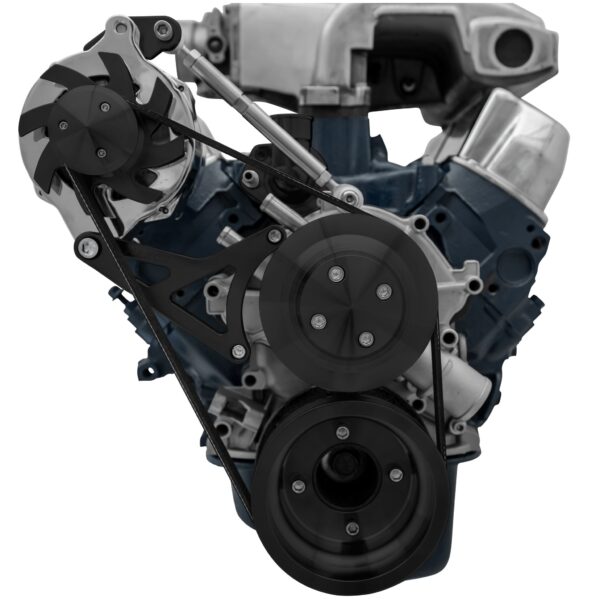 Small Block Ford High Flow Serpentine Conversion Deluxe; 351W; ALT Only; Black
