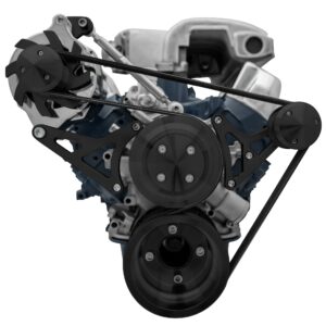 Small Block Ford High Flow Serpentine Conversion; 351W; ALT Only; Reverse; Black