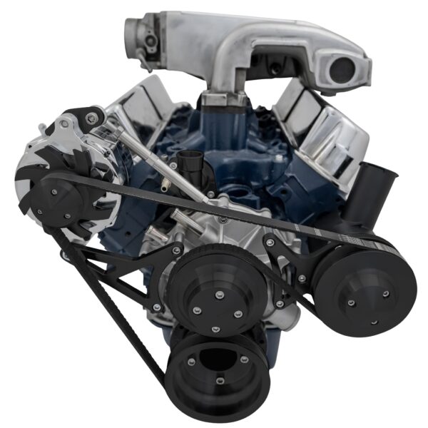 Small Block Ford High Flow Serpentine Conversion Deluxe - 302 - PS & ALT - Black