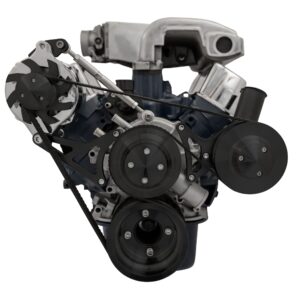 Small Block Ford High Flow Serpentine Conversion Deluxe - 302 - PS & ALT - Black